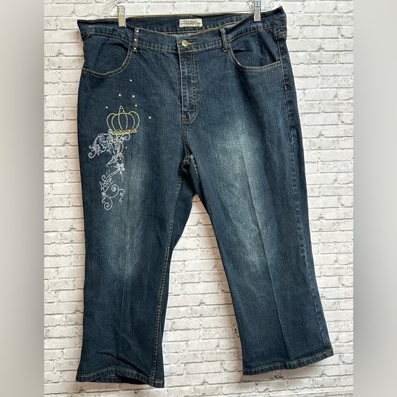 Old Skool Women's Jeans Size 20 Embellished Embroidered Jeans - Picture 1 of 14